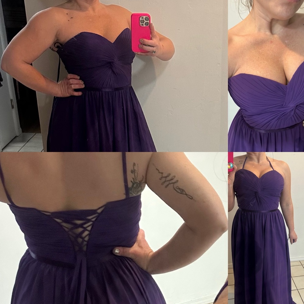 May Queen Strapless Sweetheart Chiffon Dress in true Purple